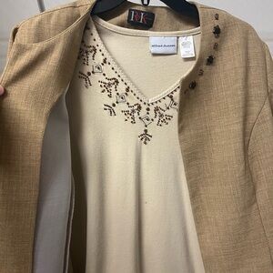 Alfred Dunner Tan Blazer Lightweight Tailored Suit Jacket